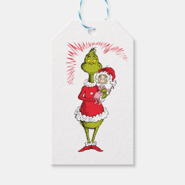 Grinch Holds Cindy Lou Who Gift Tags (Front)