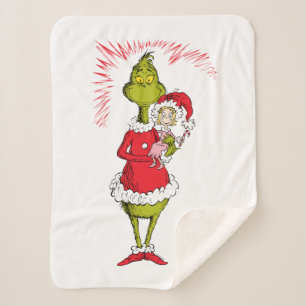 Grinch Holds Cindy Lou Who Sherpa Blanket
