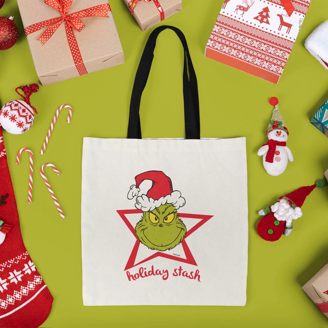 Grinch | Holiday Stash Tote Bag (Tote on table)