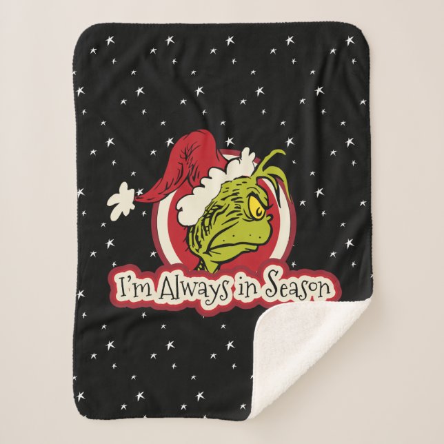 Grinch | I'm Always in Season Sherpa Blanket (Front)