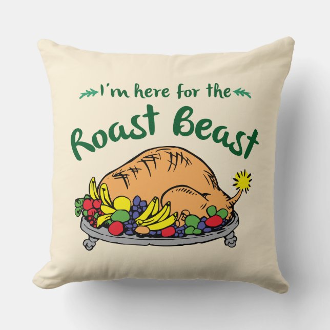 Grinch | I'm Here for the Roast Beast Quote Cushion (Front)