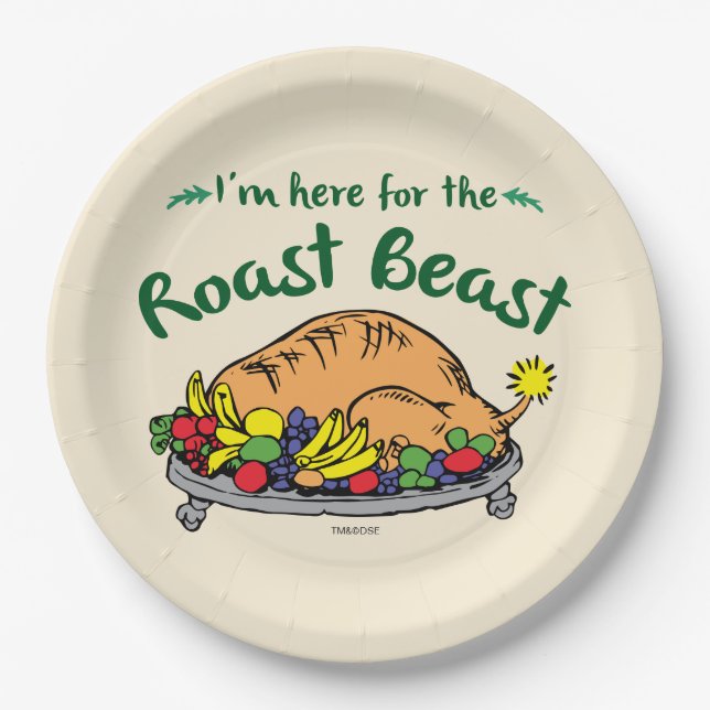 Grinch | I'm Here for the Roast Beast Quote Paper Plate (Front)