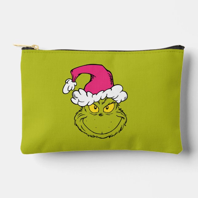 Grinch in Pink Santa Hat Accessory Pouch (Front)
