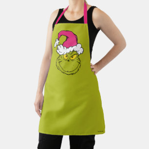 Grinch in Pink Santa Hat Apron