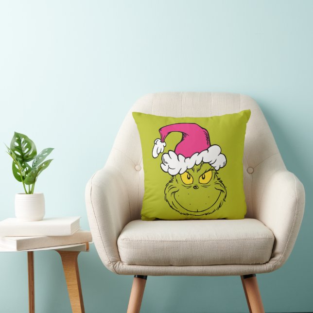 Grinch in Pink Santa Hat Cushion (Chair)
