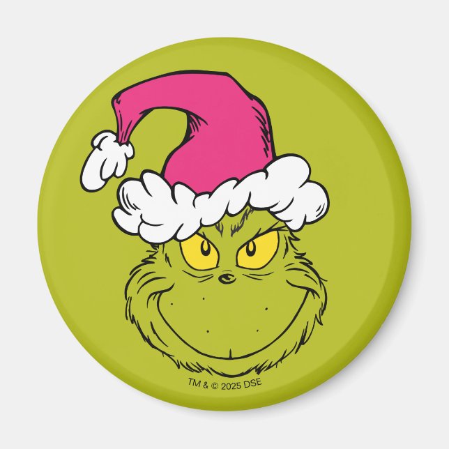 Grinch in Pink Santa Hat Magnet (Front)