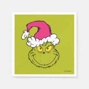 Grinch in Pink Santa Hat Napkin
