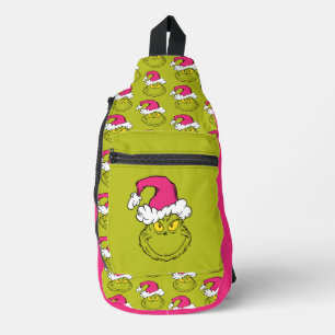 Grinch in Pink Santa Hat Sling Bag