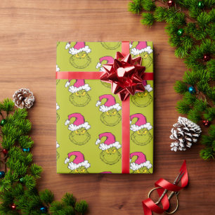 Grinch in Pink Santa Hat Wrapping Paper