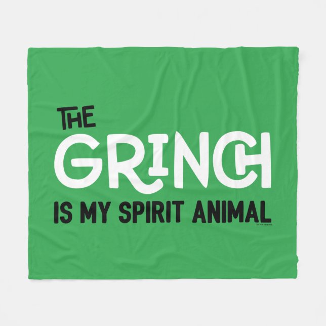 Grinch is my Spirit Animal Quote Fleece Blanket (Front (Horizontal))