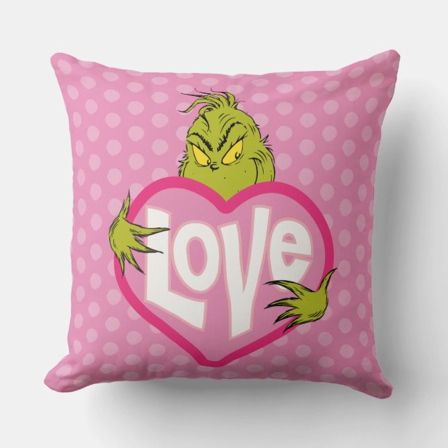 Grinch | Love Pink Heart Cushion (Front)