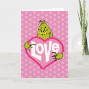 Grinch Love Pink Heart Holiday Card