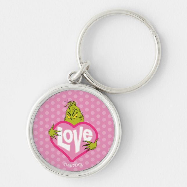 Grinch | Love Pink Heart Key Ring (Front)