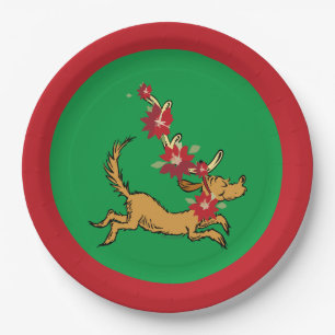 Grinch   Max Christmas Pointsettia Paper Plate