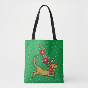 Grinch   Max Christmas Pointsettia Tote Bag