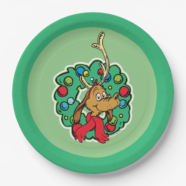 Grinch | Max Christmas Wreath Paper Plate (Front)