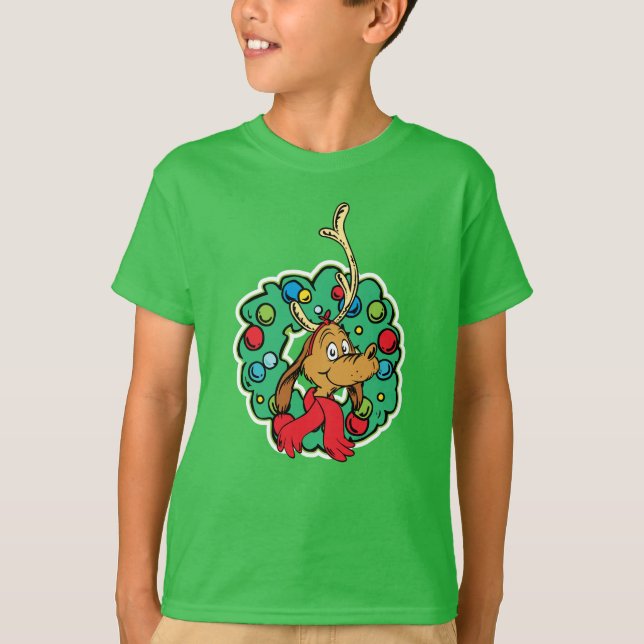 Grinch | Max Christmas Wreath T-Shirt (Front)