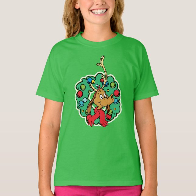 Grinch | Max Christmas Wreath T-Shirt (Front)