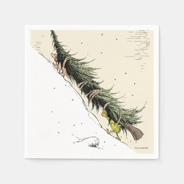 Grinch & Max Return the Christmas Tree Napkin (Front)