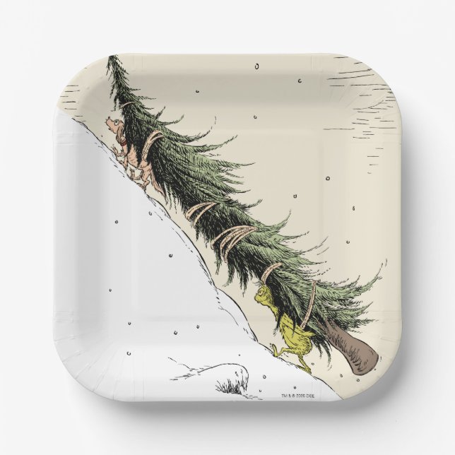 Grinch & Max Return the Christmas Tree Paper Plate (Front)