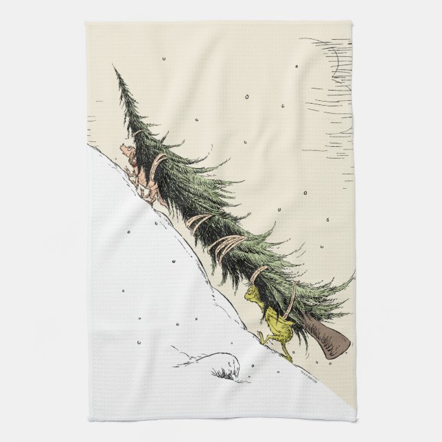 Grinch & Max Return the Christmas Tree Tea Towel (Vertical)