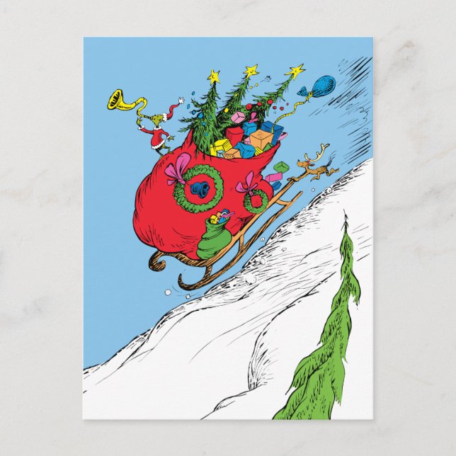 Grinch & Max Runaway Sleigh Postcard (Front)