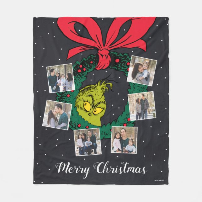 Grinch Merry Grinchmas Family Photo Christmas Flee Fleece Blanket (Front)