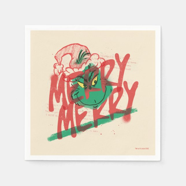 Grinch | Merry Merry Grunge Graphic Napkin (Front)