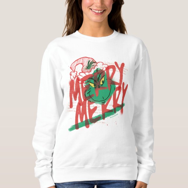 Grinch | Merry Merry Grunge Graphic Sweatshirt (Front)