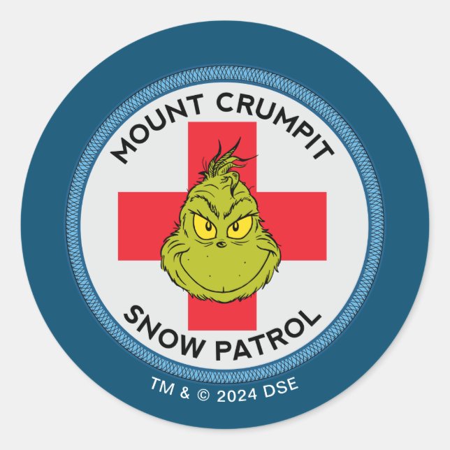 Grinch | Mt. Crumpit Snow Patrol Classic Round Sticker (Front)