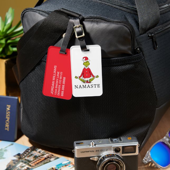 Grinch | Namaste Santa Claus Luggage Tag (Front & Back)