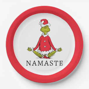 Grinch Namaste Santa Claus Paper Plate