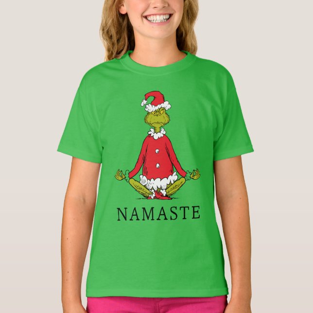 Grinch | Namaste Santa Claus T-Shirt (Front)