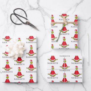 Grinch   Namaste Santa Claus Wrapping Paper Sheet