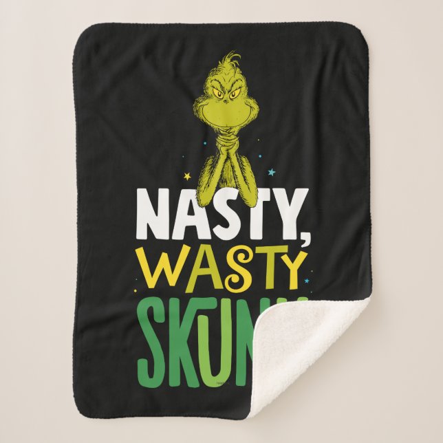 Grinch | Nasty Wasty Skunk Sherpa Blanket (Front)