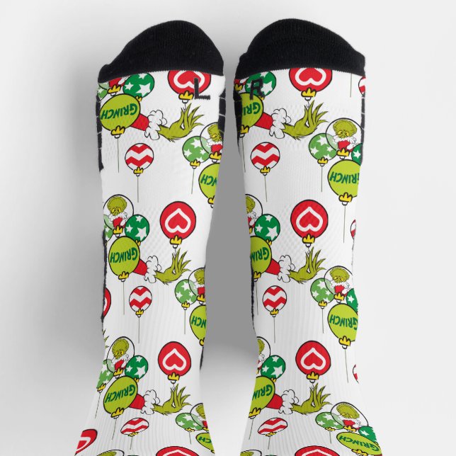 Grinch Ornament Pattern Socks (Top)