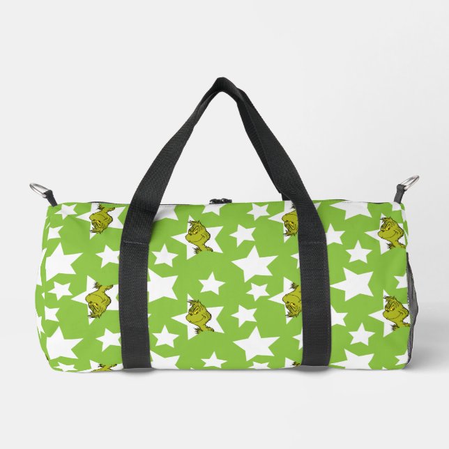 Grinch Peeking Star Pattern Duffle Bag (Front)