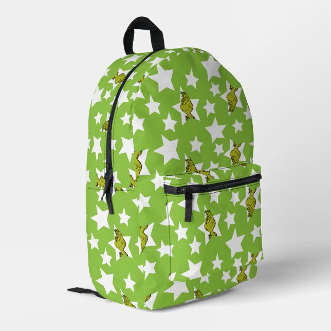 Grinch Peeking Star Pattern Printed Backpack (Back Corner Left)