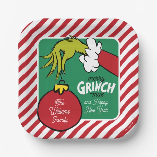 Grinch | Personalized Ornament Paper Plate (Front)