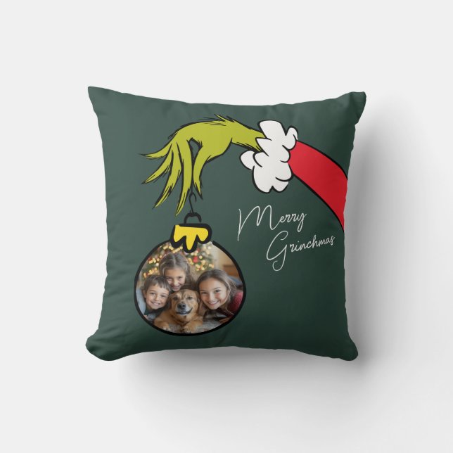 Grinch | Personalized Ornament Throw Pillow (Front)