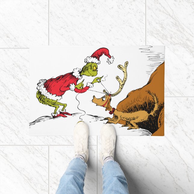 Grinch Prepares Max the Reindeer Doormat (Indoor)