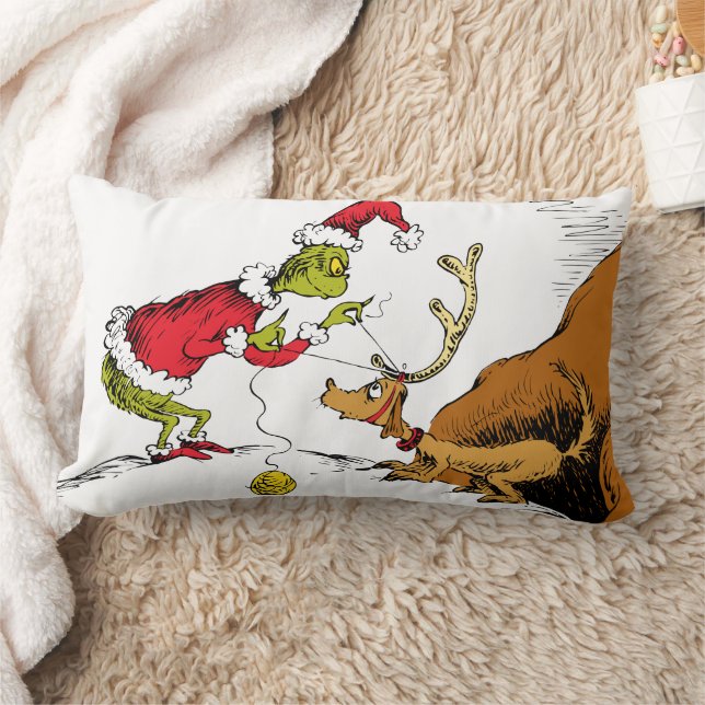 Grinch Prepares Max the Reindeer Lumbar Cushion (Blanket)