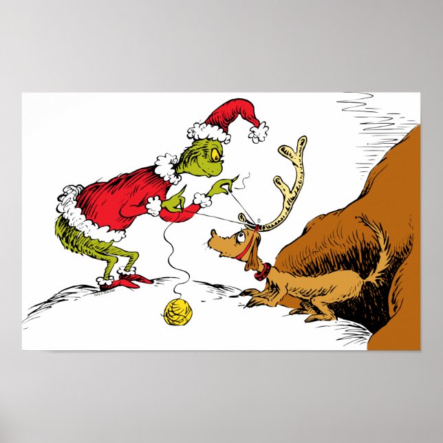Grinch Prepares Max the Reindeer Poster (Front)