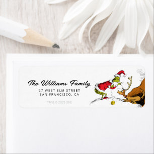 Grinch Prepares Max the Reindeer Return Address Label