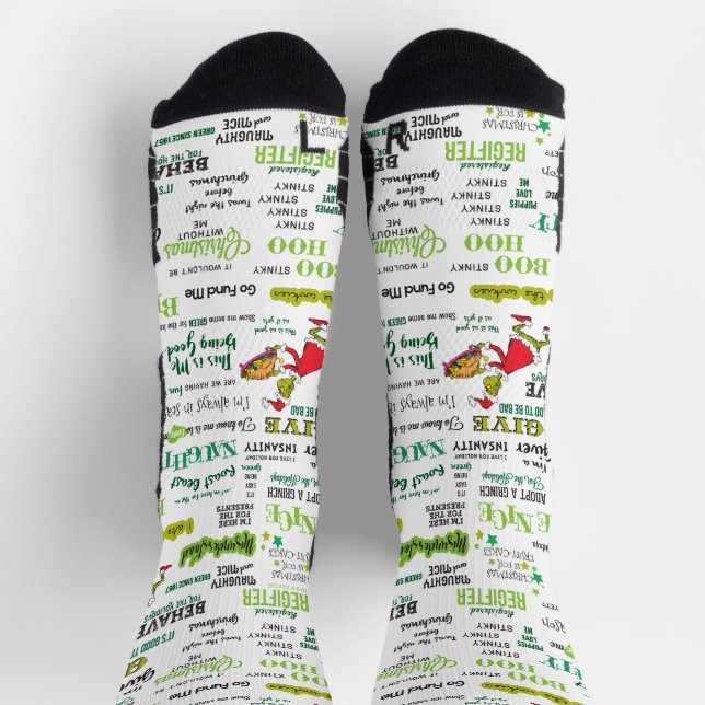 Grinch Quote Pattern Socks (Top)