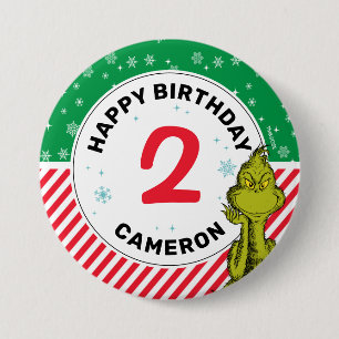 Grinch Red and Green Snowflake Birthday 7.5 Cm Round Badge