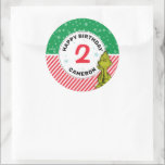 Grinch Red and Green Snowflake Birthday Classic Round Sticker<br><div class="desc">Celebrate your child's birthday with these super cute customisable Grinch stickers Personalise by adding your child's name and age!</div>