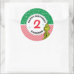 Grinch Red and Green Snowflake Birthday Classic Round Sticker<br><div class="desc">Celebrate your child's birthday with these super cute customisable Grinch stickers Personalise by adding your child's name and age!</div>