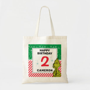 Grinch Red and Green Snowflake Birthday Tote Bag