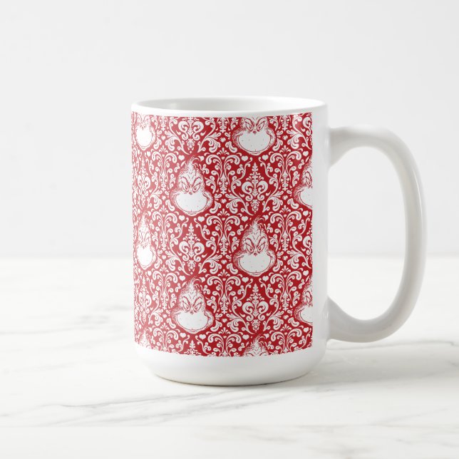 Grinch | Red Damask Pattern Coffee Mug (Right)